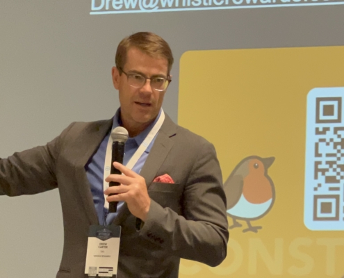 Drew Carter, CEO of Whistle Rewards Presenting at BuiltWorlds 2024