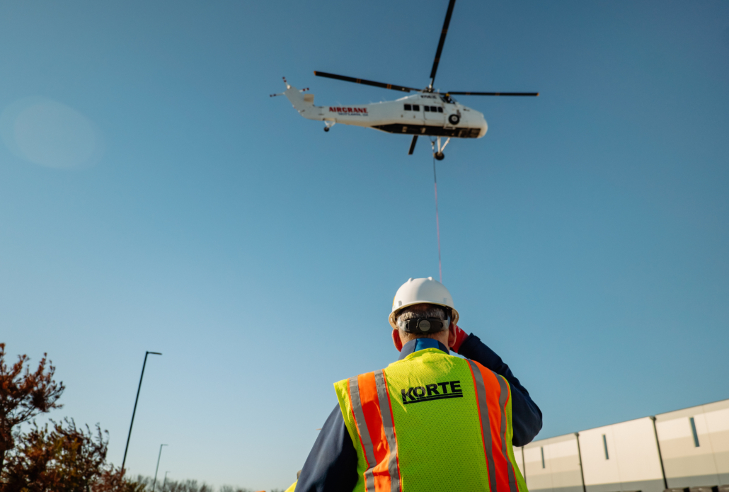 Korte Construction Manager watching helocopter