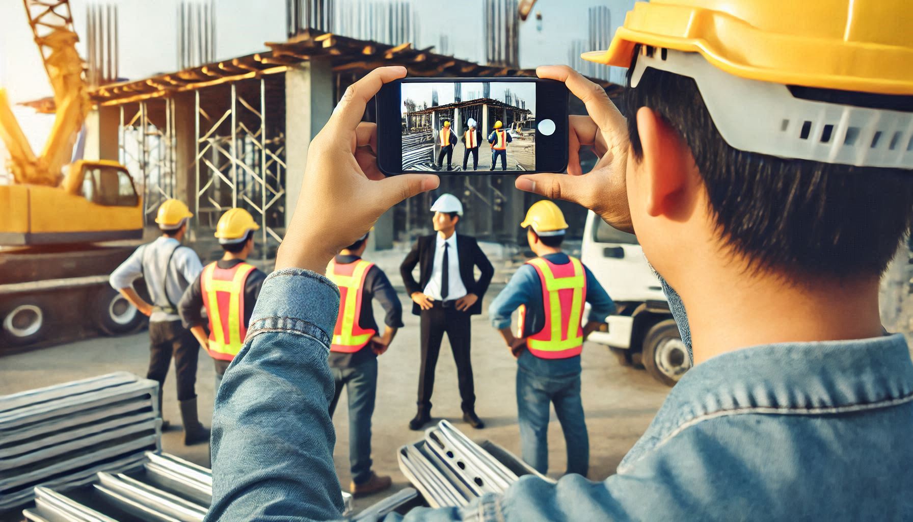 Taking a team photo on the job site